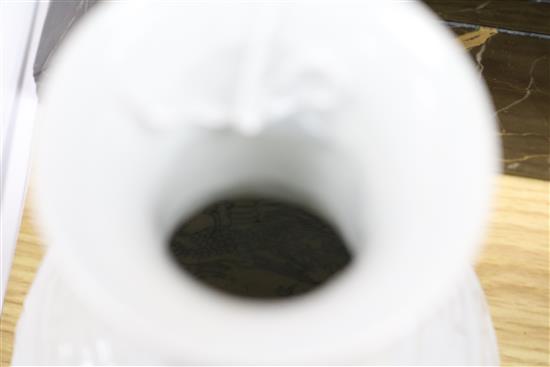 A Chinese metallic lustre bottle vase, a square brush pot, an internally decorated white vase tallest 20cm